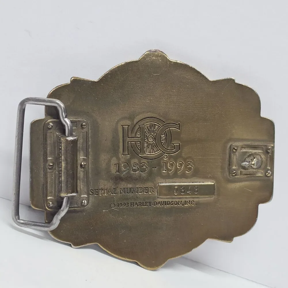 Harley-Davidson HOG 10th Anniversary (1983-1993) Brass Belt Buckle Serial #0343